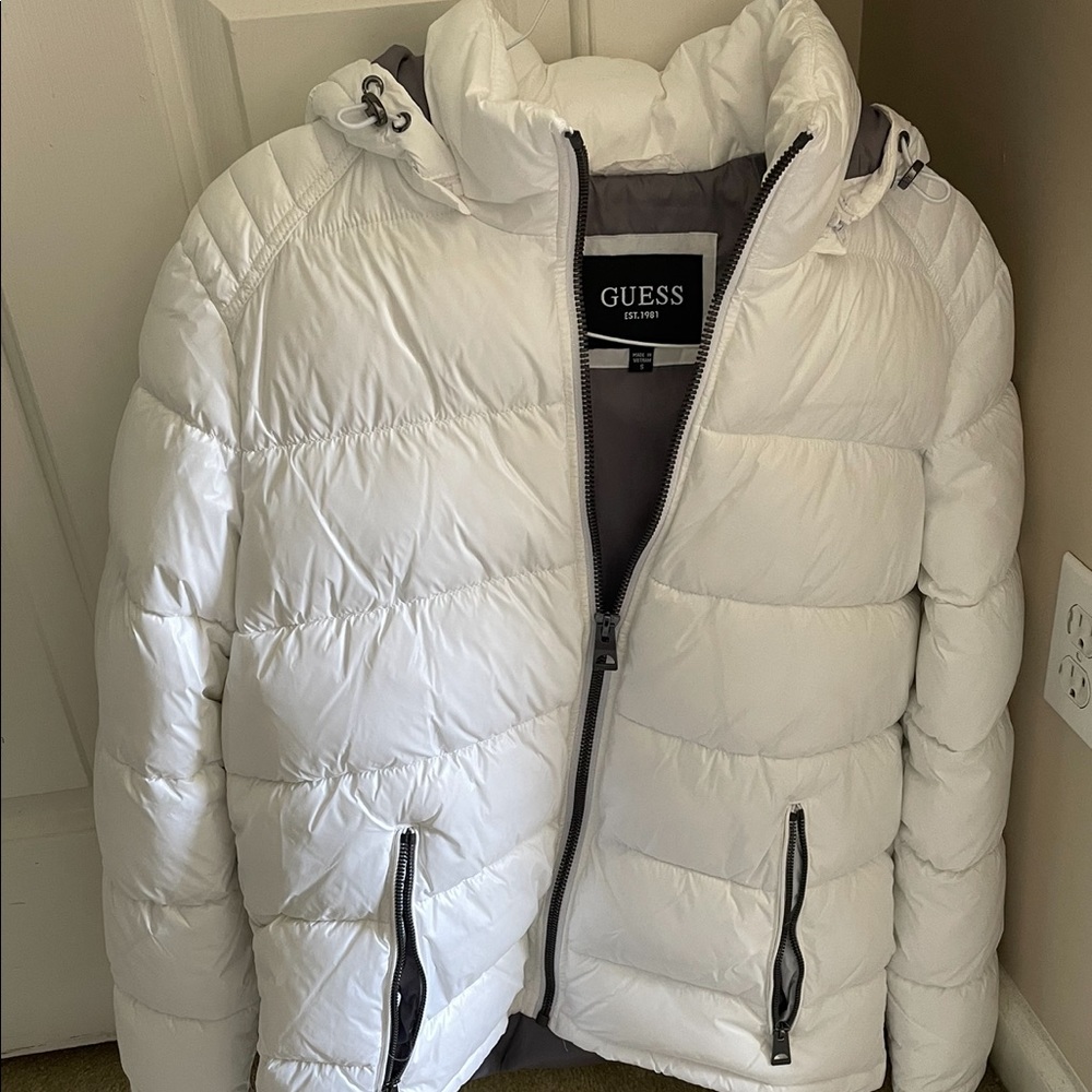 Guess White Puffer Jacket